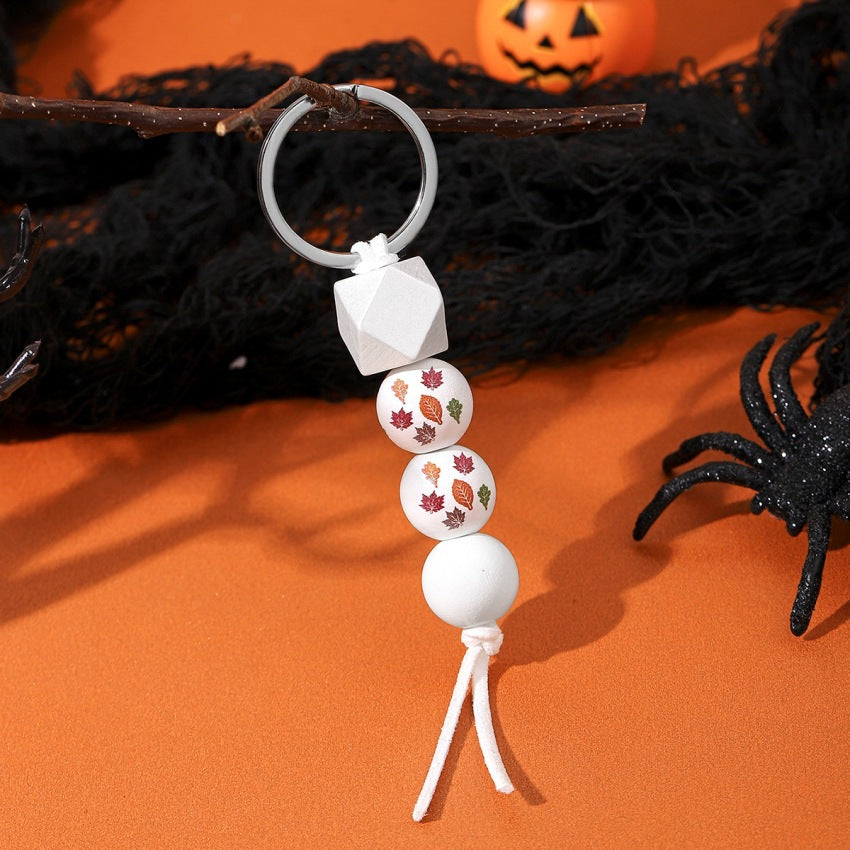 Wholesale Card Halloween Pumpkin Car Bat Beaded Metal Keychain